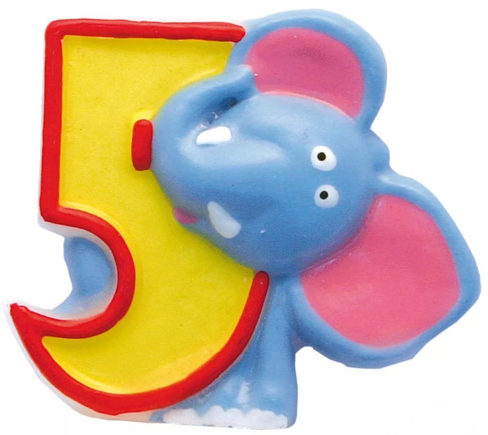 Amscan Slon dortová svíčka s číslem 5