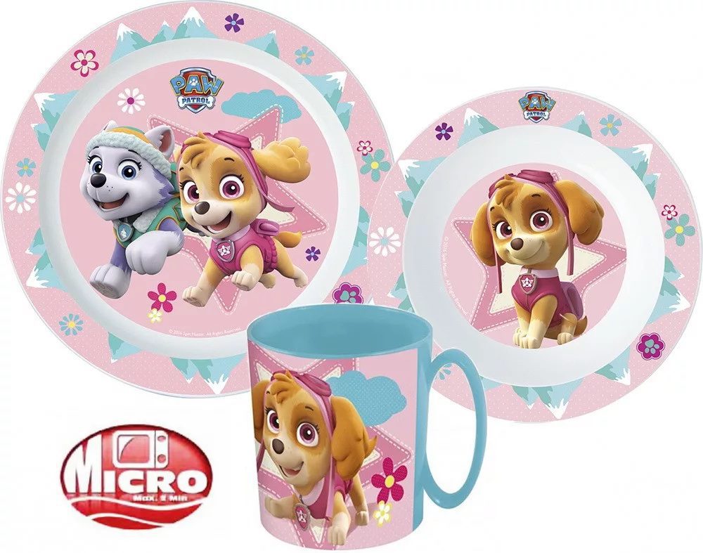 Javoli Dětská jídelní sada Tlapková Patrola s hrnkem mikroplast 3-dílná