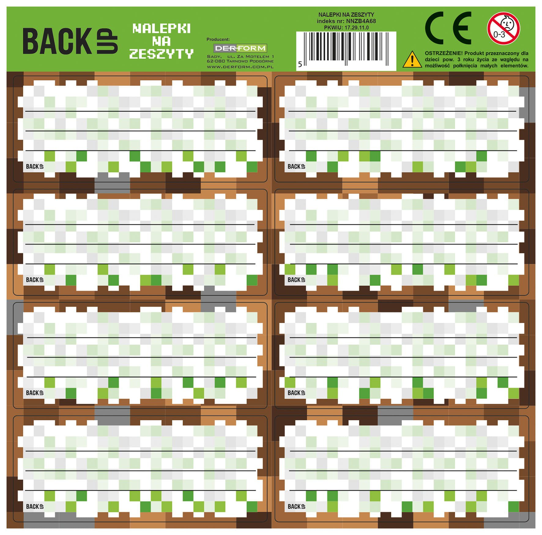 BackUP samolepky na sešity s motivem Minecraft 1ks