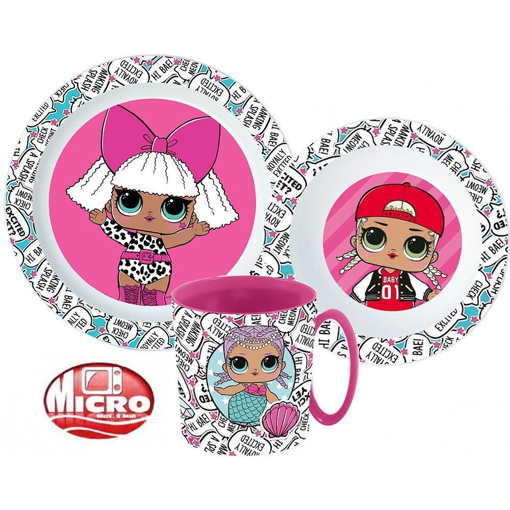 Javoli Dětská jídelní sada LOL Surprise s menším hrnkem mikroplast 3-dílná